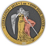 Germania 6 PRECIOUS METALS 5 Mark 2019 Silver Coin with plating by multiple precious metals 1 oz